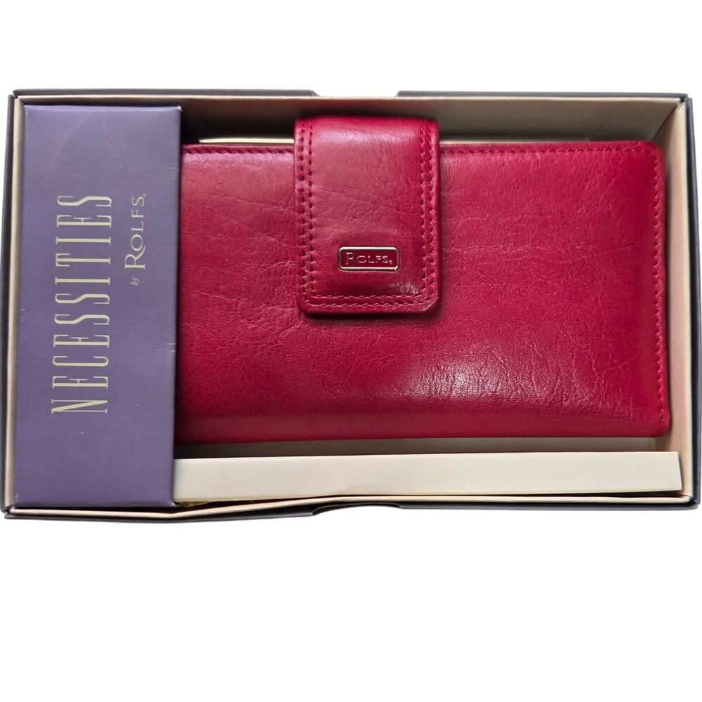Vintage Rolfs Vibrant Pink Genuine Leather Wallet Clutch Organizer New